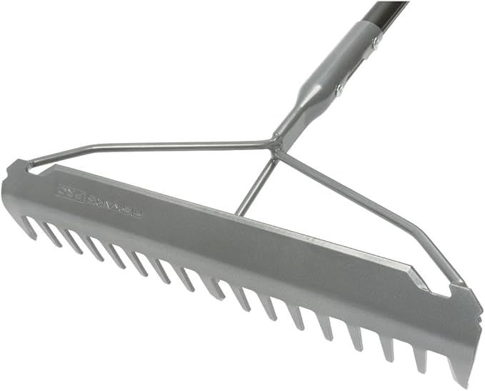 Fiskars 60" Pro Garden Rake for Soil with Lightweight Aluminum Handle, Heavy Duty Gardening Tool