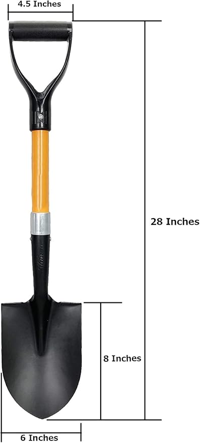 Ashman Short Handle Digging Shovel (1 Pack) Kids Beach Shovel, Shovel for Digging 27-inch with Sturdy Blade, Small Garden Shovel, Kids Snow Shovel, Shovels for Gardening with D- Handle Gardening Tools