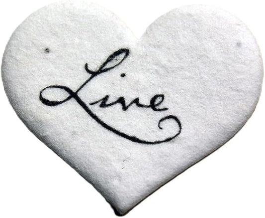 Of The Earth Handmade Paper - Wildflower Seed Paper Small Heart Tags - Calligraphy Variations - 1.75" X 1.5" - Set of 50 (Live)