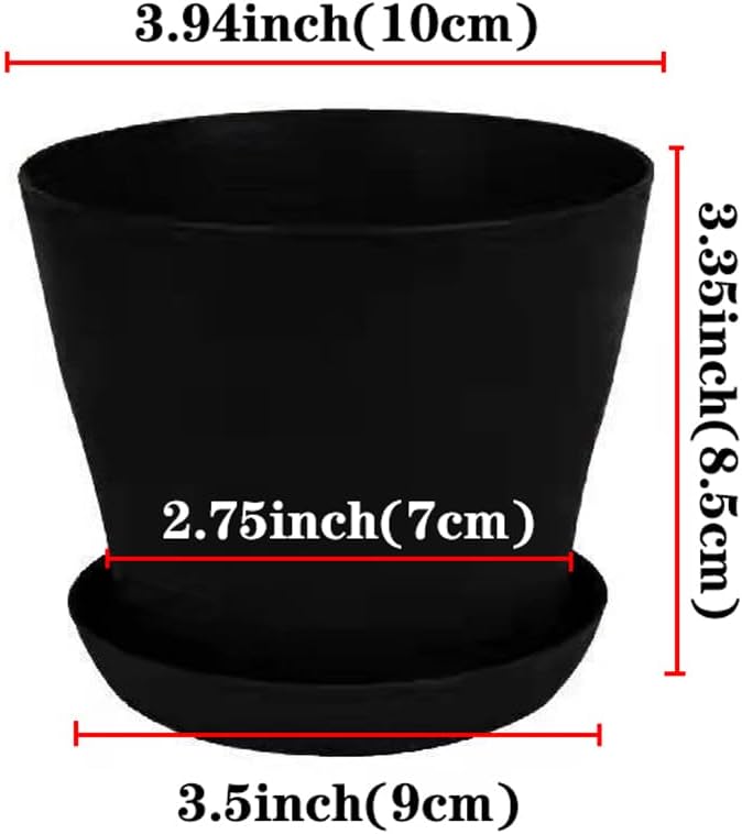 50 Pack 4 Inch Plant Pots Bulk Small Plastic Planters Pots with Drainage Holes Flower Pot for Succulent, Cactus, Herb, African Violet (50pcs-Black, 4Inches)