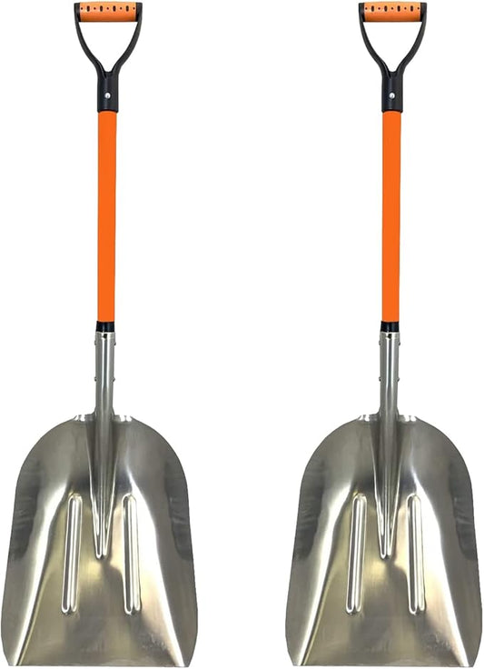 Ashman Aluminium 48 inch Snow Shovel with Large Head and Durable Handle. (Scoop Shovel, 2 Pack)