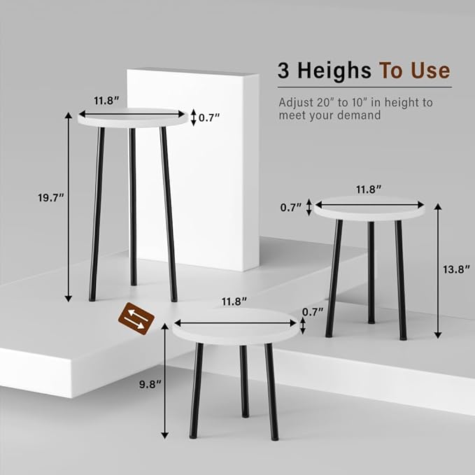 Plant Stand Indoor Tall: Corner Wood Plant Stand 2 Pack Mid Century Modern Decor - Small Round Plant Table for Indoor Plants - Outdoor Plant Holder for Patio Living Room Bathroom Office (White)