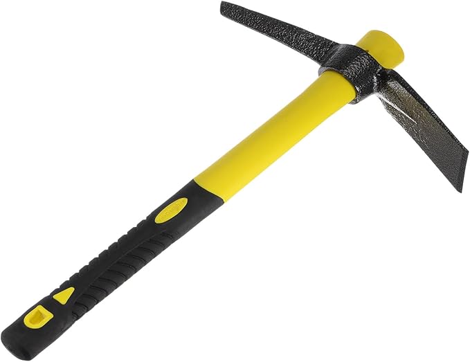 HARFINGTON Pick Mattock Hoe, 15 inch Steel Forged Weeding Garden Pick Axe with Red Fiberglass Handle Garden Mattock Pickaxe Tool for Digging, Gardening, Camping, Planting