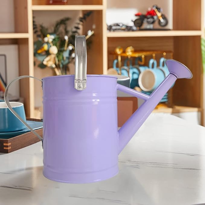 Metal Watering Can for Outdoor and Indoor Plants, Watering Can Decor, 1 Gallon (Purple)