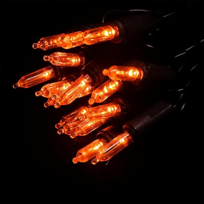 Orange LED Halloween Lights - 35 Count Orange Christmas String Lights for Small Tree, Crafts, Holiday, Indoor/Outdoor Halloween Decorations, 11 Feet Black Wire, UL Certified, Connectable
