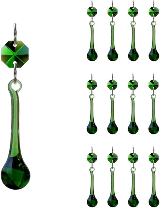 12pcs Raindrop Crystal Chandelier Prisms Parts, Hanging Crystals Beads for Chandeliers, Home Decoration