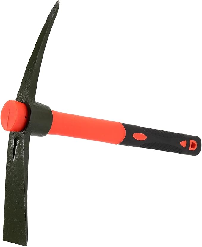 2 PCS 15 Inch Garden Pick Mattock, Pick Axe with Red Fiberglass Handle, Garden Mattock Pickaxe Tool for Gardening, Cultivating, Forged Steel Head