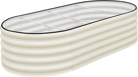 SnugNiture Galvanized Raised Garden Bed, 6x3x1.5ft Oval Metal Planter Box for Planting Outdoor Plants Vegetables