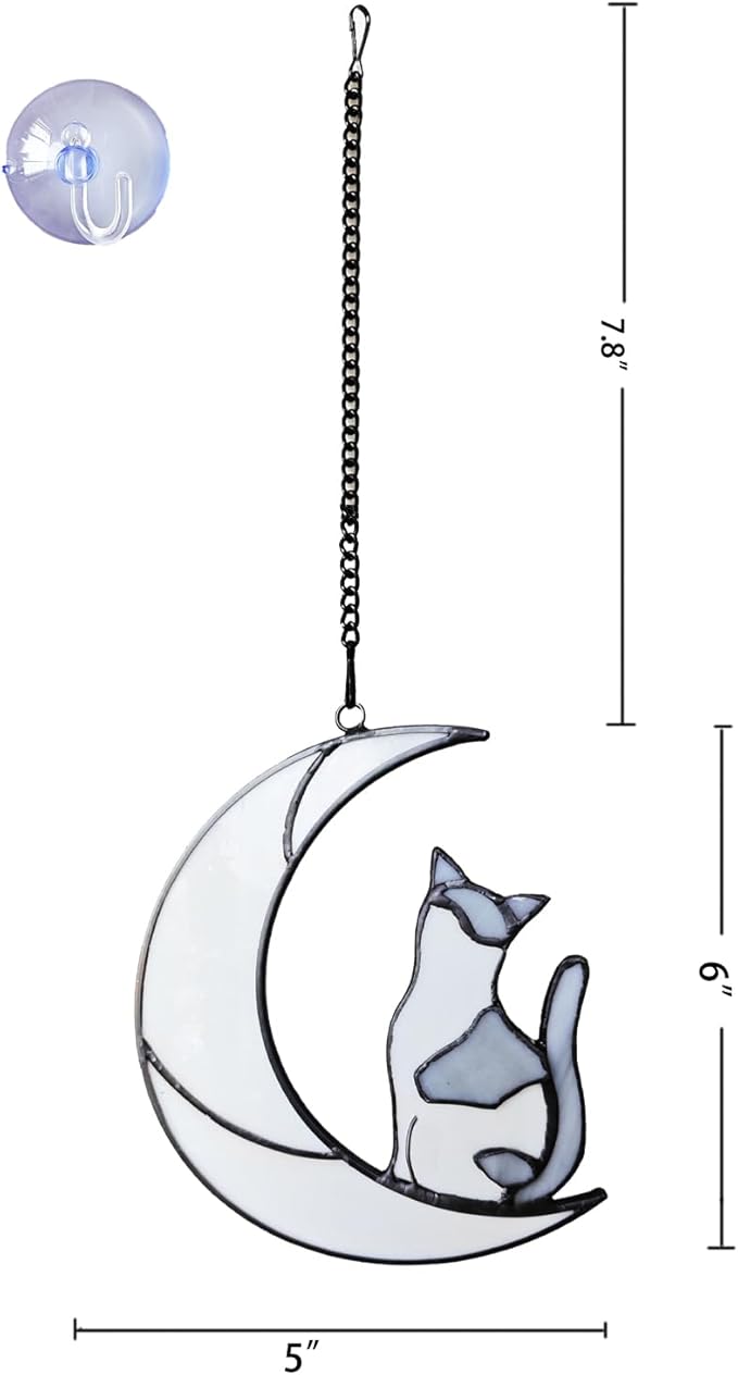 Gray and White Cat Memorial Gifts Loss of Cat British Shorthair Stained Glass Cat Suncatcher Cat Died Sympathy Gifts for Cat Lovers Cat Loss Sympathy Gift