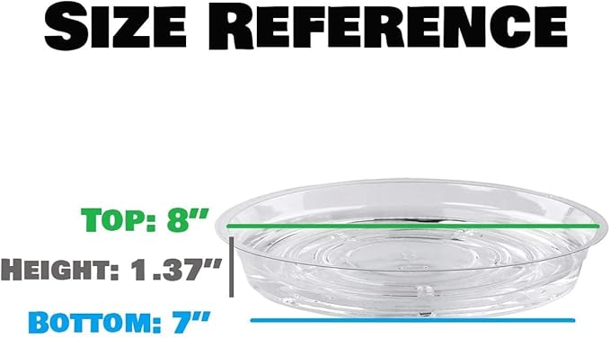 20 Pack Clear Plastic Plant Saucer 8 Inch Drip Trays Small Plant Plate Dish for Indoor Flower Pots and Planters, Bulk