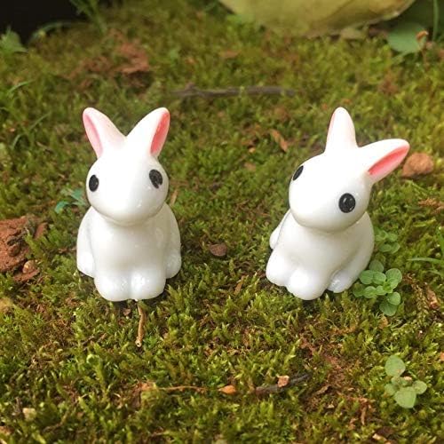 Exasinine 100Pcs Rabbit Miniature Figurines Easter Bunny Mini Rabbits Bunny Figurine Mini Resin Animals Fairy Garden Miniature Ornaments for Easter Egg Fillers Dollhouse Cake Home DéCor