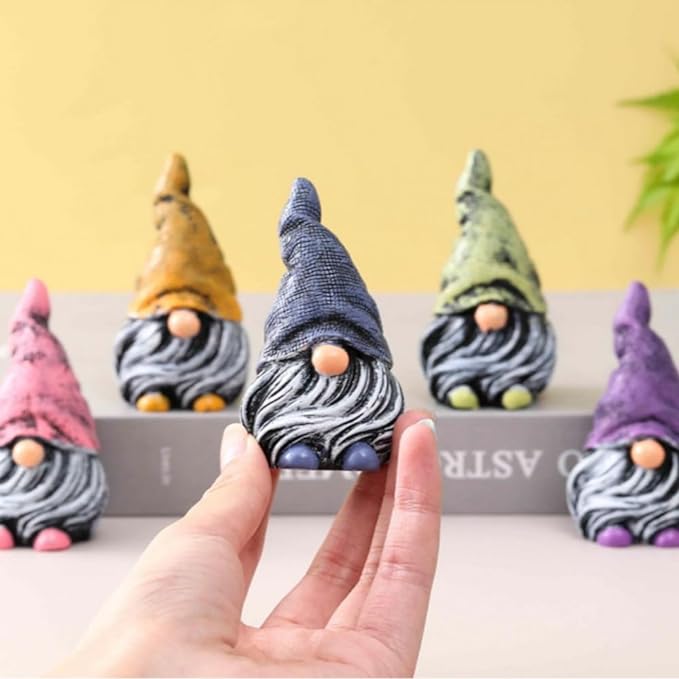 Mini Gnomes Figurines 5pcs,Gnomes Decorations for Home,Fairy Garden Accessories,Mini Garden Gnomes for Plant pots,Resin Little Gnomes for Fairy Garden,Dwarfs Statue for Fairy Garden-Yard-Home Decor