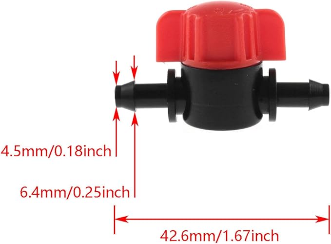 1/4 Inch Barb Shut-Off Valve DGZZI 12PCS Black Plastic Universal Drip Irrigation Tubing Coupling Valves for 1/4" Tubing, Drip Irrigation Switch
