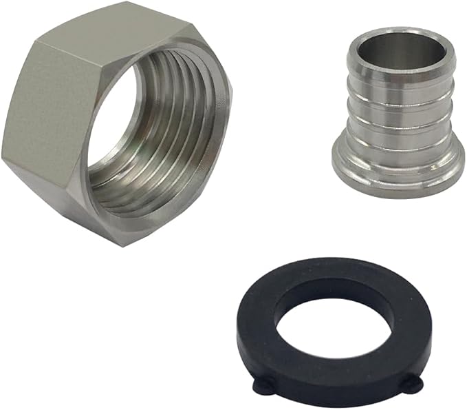 Beduan 304 Stainless Steel PEX Garden Hose Adapter Fitting 3/4" PEX Barb to 3/4" GHT Female Connector for Irrigation Watering Outdoor Garden Water