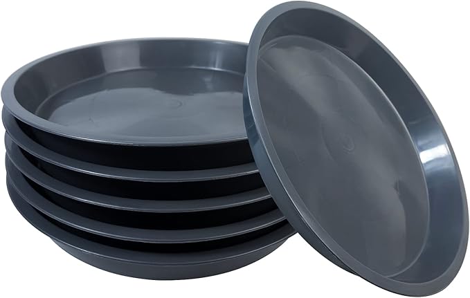 6 Pack Plant Saucer 4 6 8 10 12 14 16 18 20 22 Inch Plastic Plant Tray, Sturdy and Durable Flower Pot Container Accessories Plant Pot Saucers for Indoor and Outdoor (14 Inch, Gray)