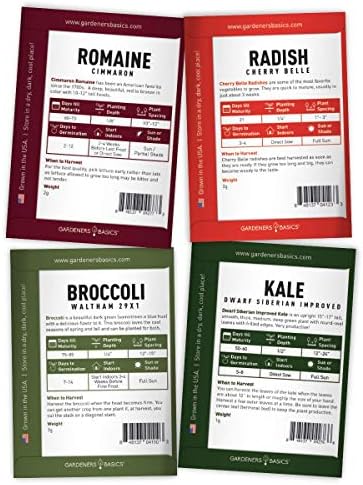 Gardeners Basics, Winter Fall Vegetable Seeds for Planting 8 Varieties Sugar Snap Pea, Carrot, Beet, Radish, Lettuce, Broccoli, Kale, Cabbage Seed Fall Vegetable Seeds Packs