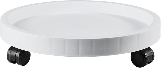 12.6 Inch Planter Caddies Rolling Saucer Caddy with Wheels, Heavy Duty Wheeled Stand for Potted Plant, Round Coaster Roller Base Tray with Casters, Flower Pot Dolly Holder for Indoor Outdoor