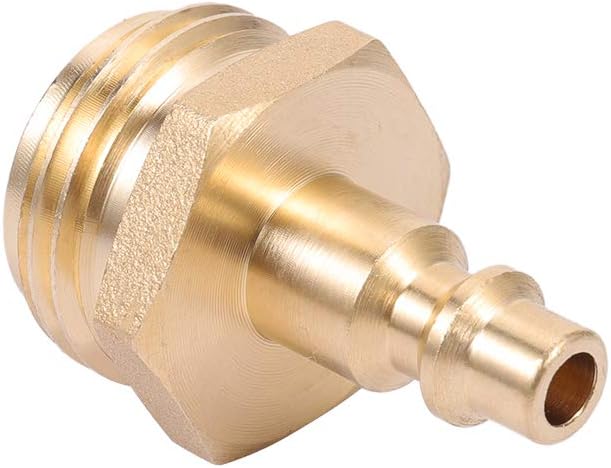 Air Compressor 1/4" Quick Connect Plug To GHT 3/4" Garden Hose Faucet Blow Out Adapter Fitting For Winterize Sprinkler Systems, RV, Camper, Outdoor Plumbing, Garden Hose 2pcs (MALE)