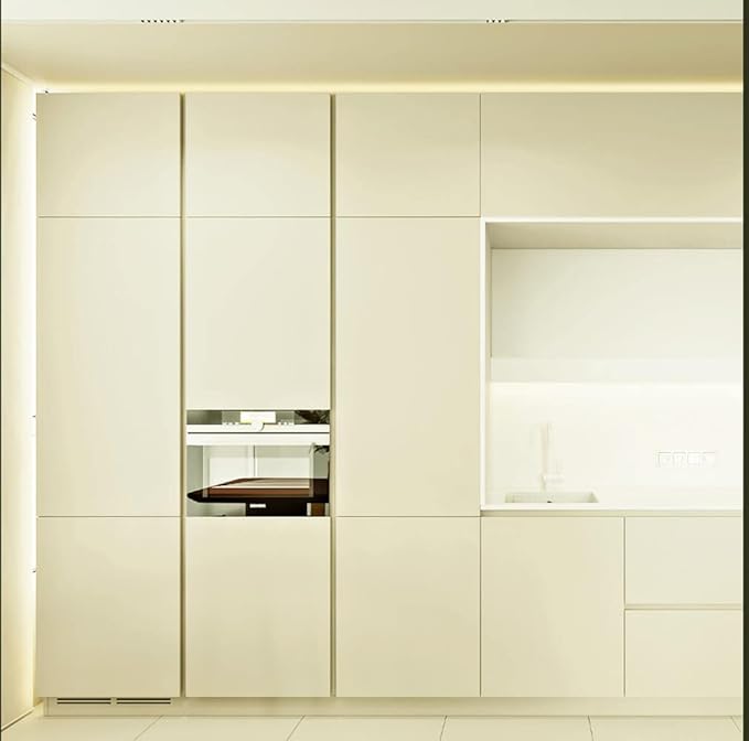 Dimoon 118''x17.7'' Beige Peel and Stick Wallpaper Contact Paper Modern Self Adhesive Wall Paper Removable Renter Friendly Textured Solid Color Shelf Cabinet Vinyl Roll (118''x17.7'',Beige)