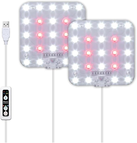 DOMMIA Grow Lights for Indoor Plants, 4500K Coolwhite for Shelves with 6/12/16H Timer, 4 Dimmable Full Spectrum with Optical Lens, USB Plant Lights for Indoor Growing(No Adapters)