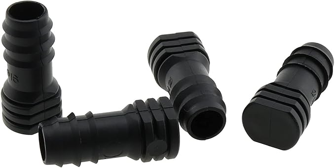 E-outstanding 12Pcs Irrigation Fittings End Plugs POM Plastic End Plugs for 1/2inch Drip Tubing Compatible Drip Sprinkler Systems, Black 16mm