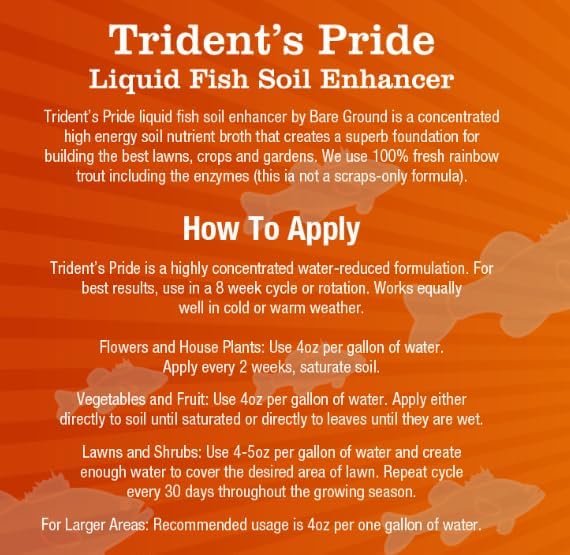 TP-64G Trident's Pride Organic Liquid Fish Hydroponic Soil Fertilizer, 64 oz (2 Quarts)