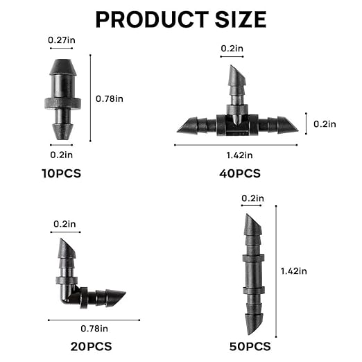 FGY 120PCS Drip Irrigation Fittings Kit for 1/4" Tubing - Couplings, Tees, Elbows, End Plugs - Barbed Connectors for Drip System