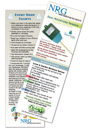 Indoor/Outdoor Moisture Sensor Meter with Full Color Instruction Card, Soil Water Monitor, Plant Care, Garden,Lawn