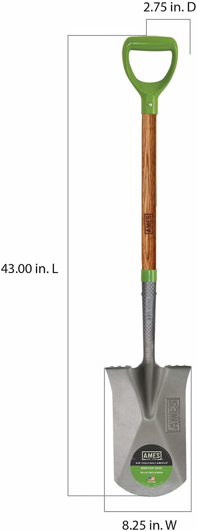 AMES 2593800 Tempered Steel Garden Spade with Hardwood Handle and D-Grip, 43-Inch