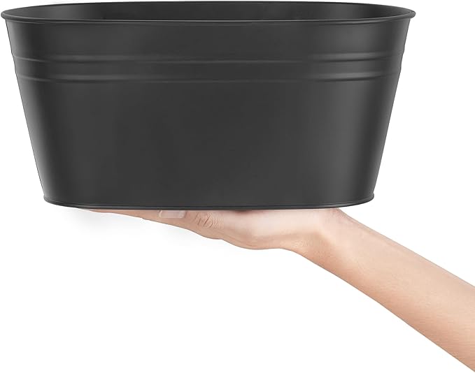 Dahey Metal Iron Hanging Flower Pots for Railing Fence Outdoor Planter Hanging Bucket Pots Countryside Style Window Flower Plant Holder with Detachable Hooks Home Decor,Black,5 Pcs