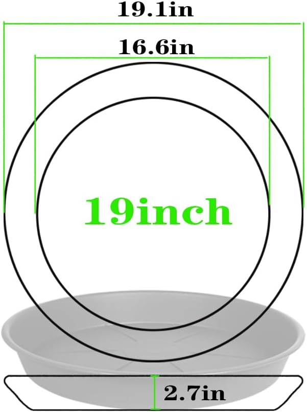 2 Pack of Plant Saucer Tray 19 inch, Heavy Duty Plastic Pot Plant Drip Trays Saucers for for Indoors Outdoor, Plant Water Tray for Planters 16-19" (19", Clay)