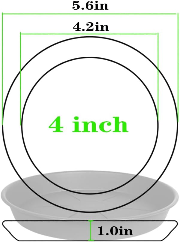 6 Pack of Plant Saucer Tray 4 6 8 10 12 14 17 19 22 25 inch, Heavy Duty Plastic Pot Plant Drip Trays Saucers for for Indoors Outdoor, Plant Water Tray for Planters 3-5" (4", Beige)