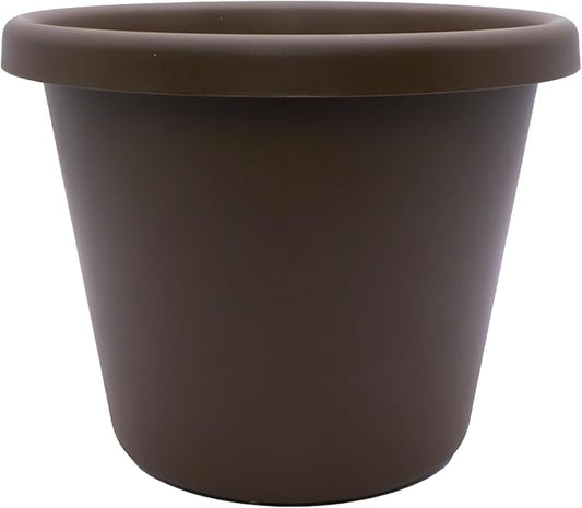 The HC Companies 7 inch Round Classic Planter - Plastic Plant Pot for Indoor Outdoor Plants Flowers Herbs, Chocolate