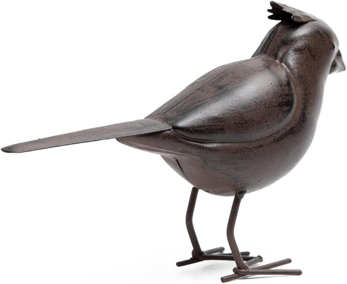 Decorative Small Nostalgia Style Cute Bird Art Iron Sculpture Figurine Home & Office & Garden Decoration, Rust/Brown (Cardinal Bird)