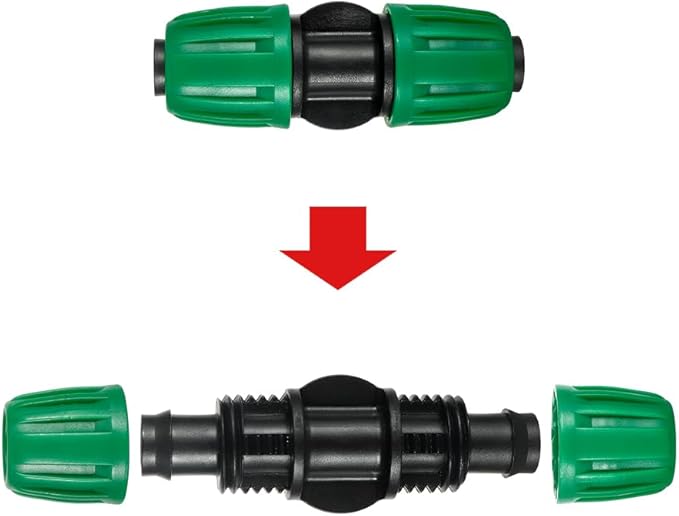 1/2 inch Tubing Straight Coupling(1/2" ID x0.6-0.63" OD) Pond Irrigation Tubing Fittings - Barbed Locked Nuts Connectors (15PCS)