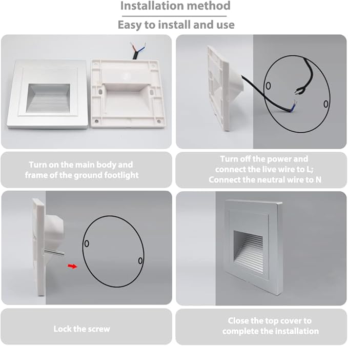 4Pcs 1.5W LED Step Light, Warm White 3000K Recessed Wall Spotlight for Staircase, Kitchen, Bedroom, Living Room, Cabinet, 110V Silver
