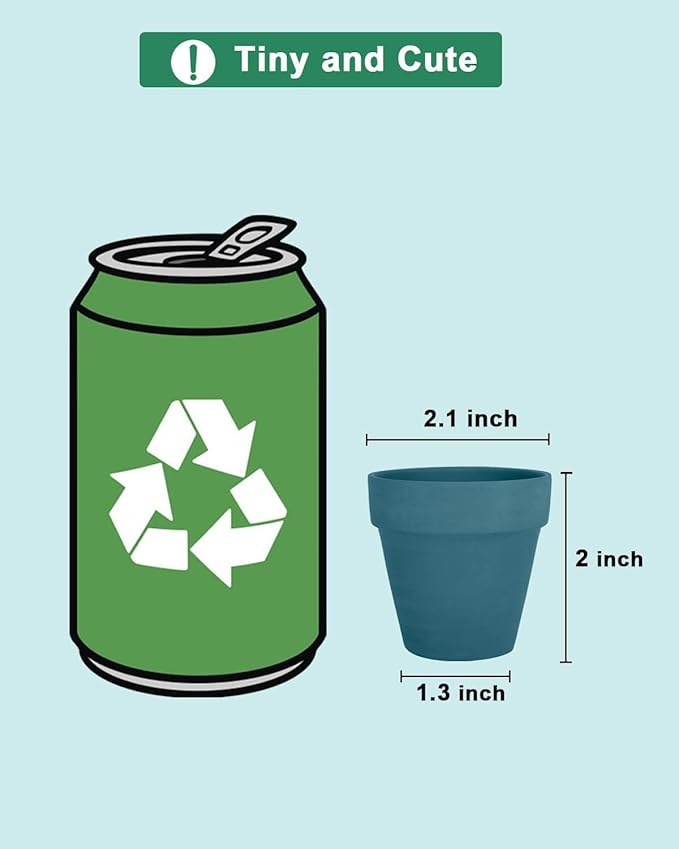 vensovo 48 Pcs 2" Tiny Terracotta & Terra Cotta Pots with Drainage - Steel Blue Small Mini Clay Ceramic Pottery Planter Ideal for Indoor/Outdoor Plants, Crafts, Wedding Favors