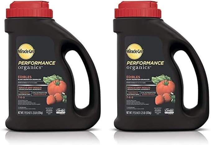 Miracle-Gro Performance Organics Edibles Plant Nutrition Granules - Plant Food with Natural & Organic Ingredients, for Tomatoes, Vegetables, Herbs and Fruits, 2.5 lbs. (Pack of 2)