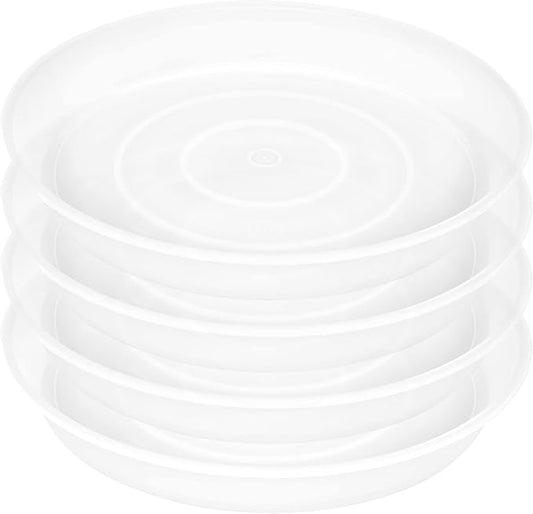 4 Pack of 16 inch Plant Saucer (13.8 Inch Base), 1.7" Depth Tray, Large Deep Garden Plastic Flower Planter Plant Trays for Indoors Outdoor Bath Bath (16", Clear)