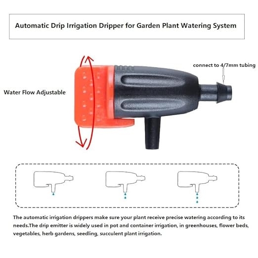 Garden Irrigation Dripper, 30 Pack Adjustable Drip Emitters Garden Succulent Watering Dripper Sprinkler for 4mm/7mm Hose for Home Succulents Plants Lawn Flower Irrigation System