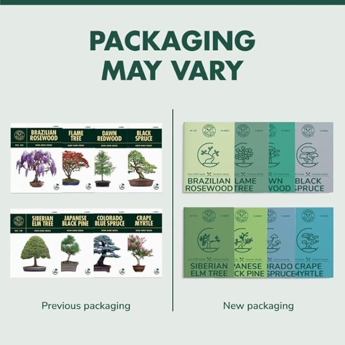 Bonsai Tree Seeds Kit - 8 Popular Varieties of Non GMO Mini Bonsai Trees, Bamboo Plant Markers, Wood Gift Box - Bonzie Tree Seed Starter Kits, Grow Bonzai Indoor, Fathers Day Gardening Gifts Idea