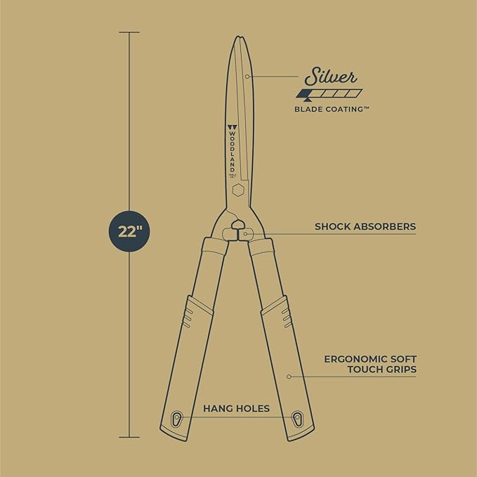WOODLAND TOOLS Co. Hedge Shears (Regular Duty Hedge Shears)