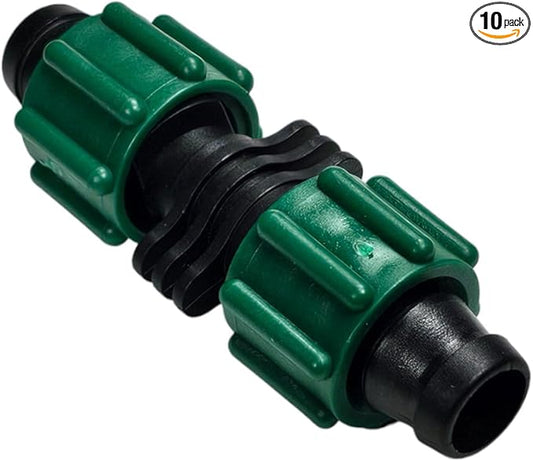 10-Pack USA Made - Premium Drip Tape Irrigation Tubing Coupling (5/8" or .625" - .645") Universal Perma-Loc Connector Barbed Locking Fitting - Fits All Brands 16mm Drip Tape AG Tubing