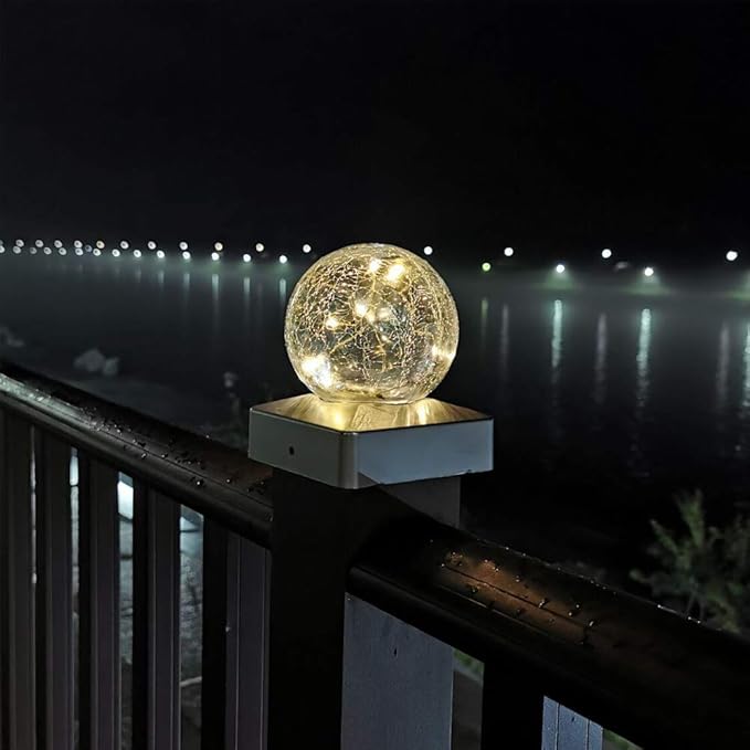 2PK Solar Post Cap Lights - Waterproof Outdoor Caps for Deck, Fence, Patio, LED Garden Decorative Lighting for Wooden or Vinyl Posts - Warm White