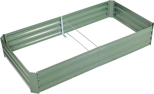 Aoodor 6 x 3 x 1 ft Outdoor Raised Garden Bed, Reinforced Galvanized Steel Planter Box for Vegetables, Fruits, Flowers, and Herbs