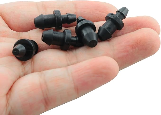 50pcs 1/4" Drip Tubing End Plugs for Home Garden Sprinkler Systems Drip Fitting, Double Barbed Goof Plugs for Drip Irrigation Drip Line Plug