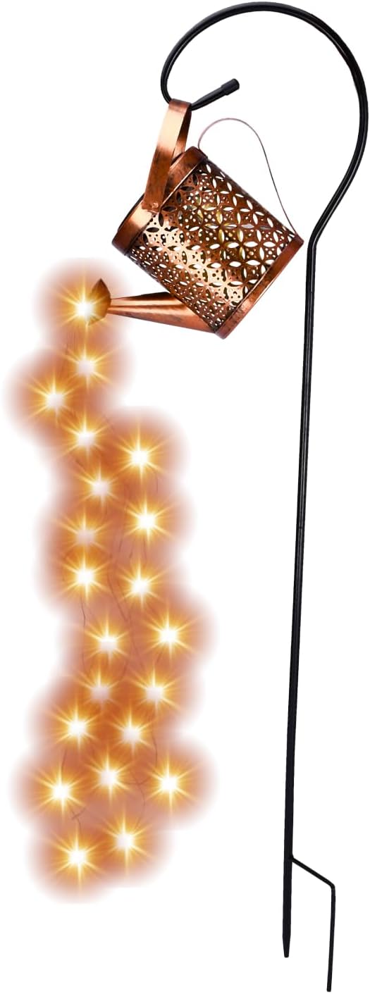 SteadyDoggie Solar Outdoor Garden Lights - Waterproof Metal Shower Lights with Flameless LED Lanterns - Decorative Solar Yard Decorations for Pathways, Patio, and Garden, 6.4x8.6 Inch