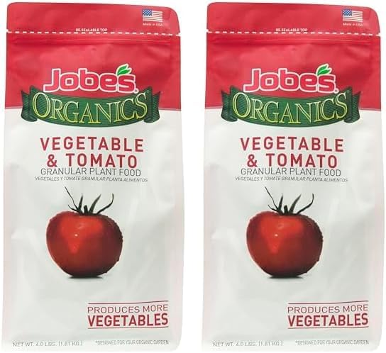 Jobe’s Organics Granular Garden Fertilizer, Easy Plant Care Fertilizer for Vegetable Gardens and Tomato Plants, 4 lbs Bag (Pack of 2)