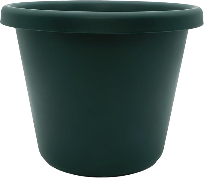The HC Companies 7 Inch Round Classic Planter - Small Plastic Plant Pot for Indoor Outdoor Plants Flowers Herbs, Evergreen