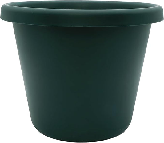 The HC Companies 7 Inch Round Classic Planter - Small Plastic Plant Pot for Indoor Outdoor Plants Flowers Herbs, Evergreen